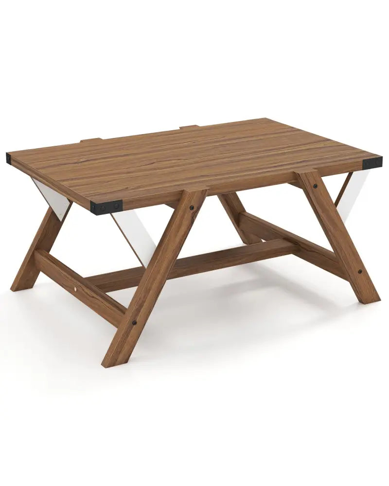 Farmhouse Center Table with Decorative Nailhead Accents for Living Room-Walnut - Walnut - Coffee Tables