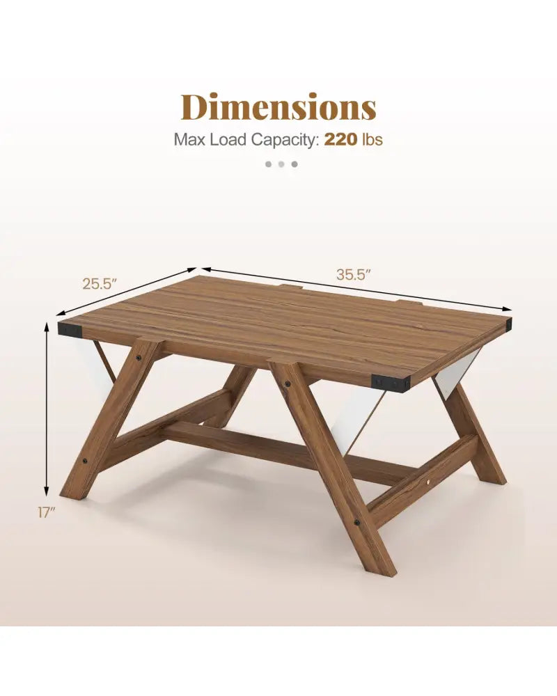Farmhouse Center Table with Decorative Nailhead Accents for Living Room-Walnut - Walnut - Coffee Tables