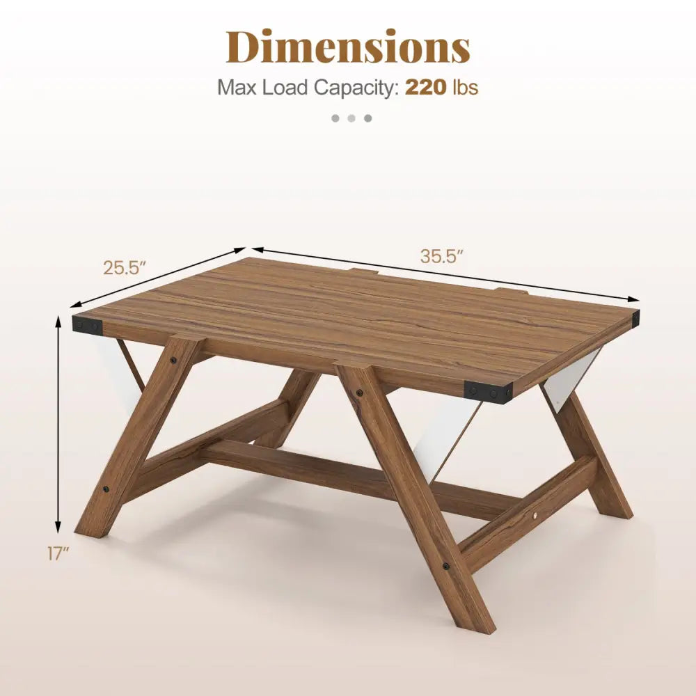 Farmhouse Center Table with Decorative Nailhead Accents for Living Room-Walnut - Walnut - Coffee Tables