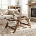 Farmhouse Center Table with Decorative Nailhead Accents for Living Room-Walnut - Walnut - Coffee Tables