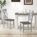 Farmhouse Chair Set of 2 with Rubber Wood Frame and Elegant Hollowed Backrest-Gray - Gray - Dining Chairs