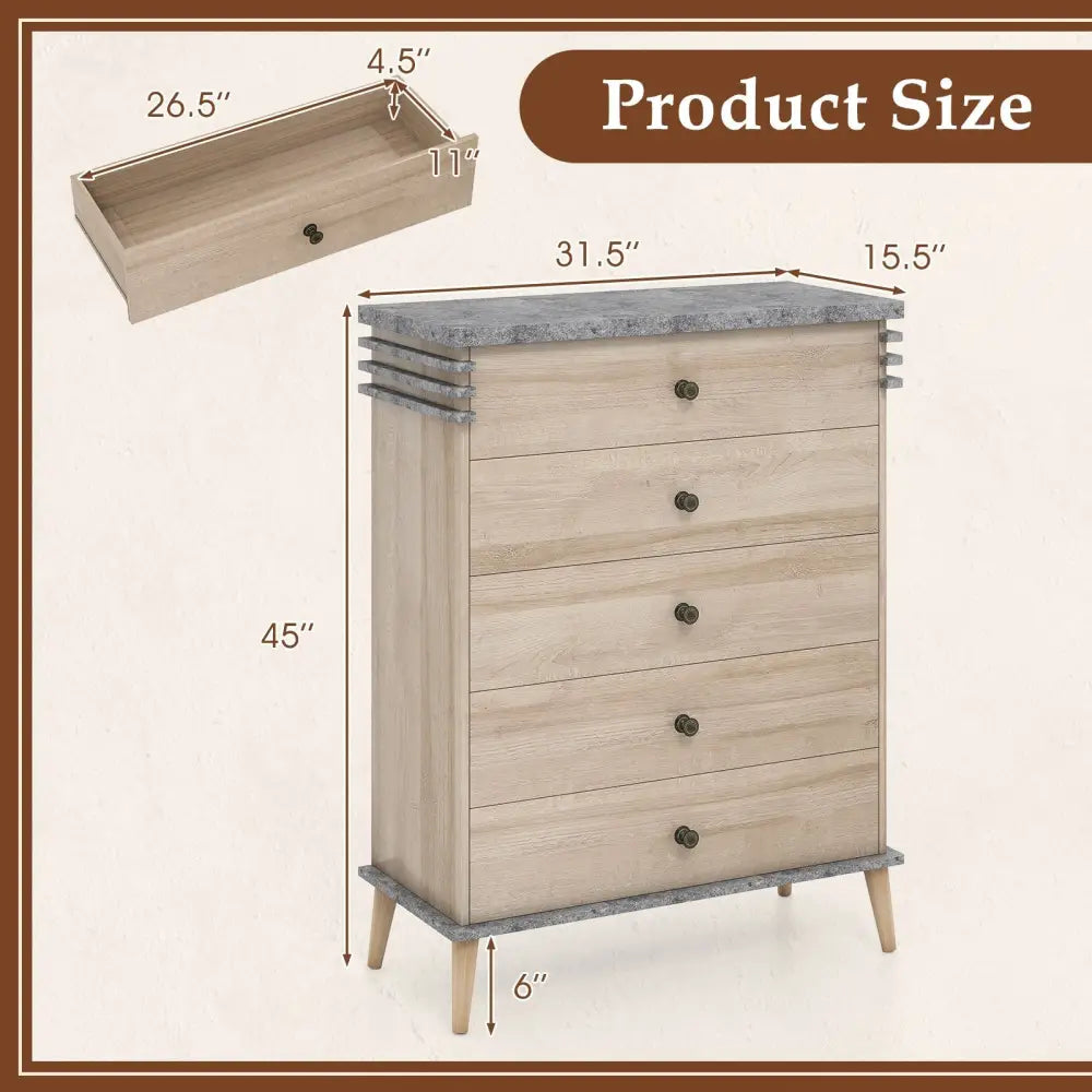 Farmhouse Chest Dresser of Drawers Tall Storage Organizer-Grey - Gray - Dressers & Chests