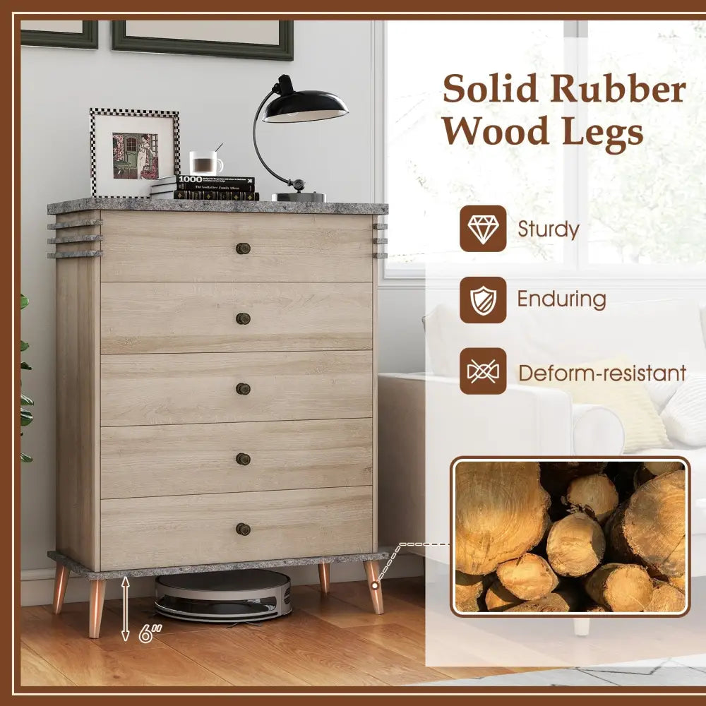 Farmhouse Chest Dresser of Drawers Tall Storage Organizer-Grey - Gray - Dressers & Chests