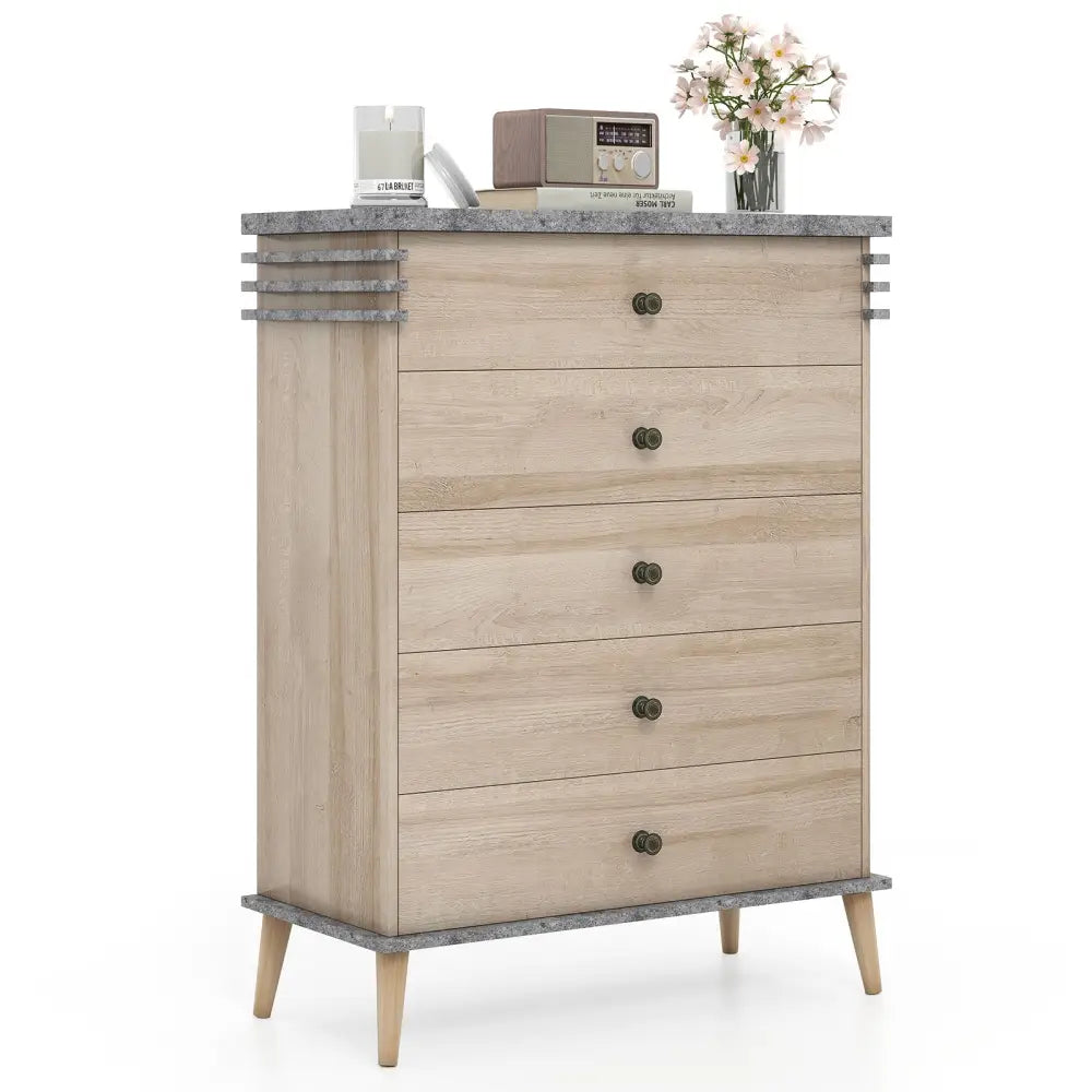 Farmhouse Chest Dresser of Drawers Tall Storage Organizer-Grey - Gray - Dressers & Chests