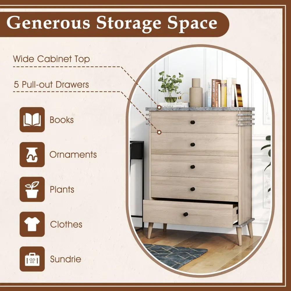 Farmhouse Chest Dresser of Drawers Tall Storage Organizer-Grey - Gray - Dressers & Chests