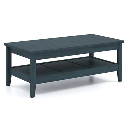 Farmhouse Coffee Table Rustic Cocktail Center Table with Thickened Tabletop-Blue - Blue - Coffee Tables
