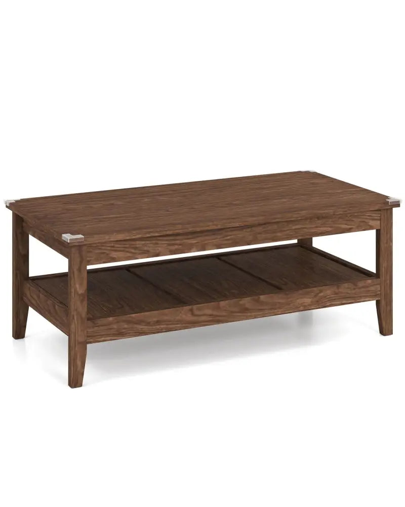 Farmhouse Coffee Table Rustic Cocktail Center Table with Thickened Tabletop-Walnut - Walnut - Coffee Tables