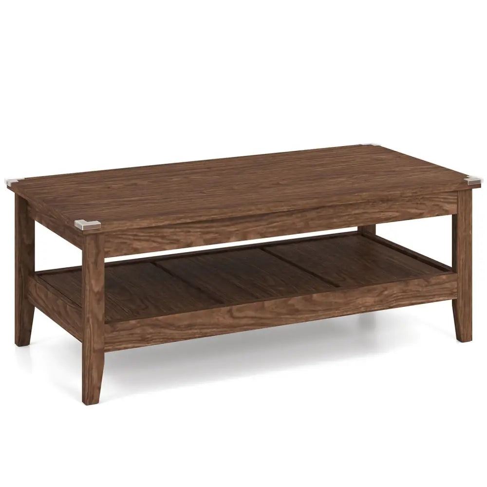 Farmhouse Coffee Table Rustic Cocktail Center Table with Thickened Tabletop-Walnut - Walnut - Coffee Tables
