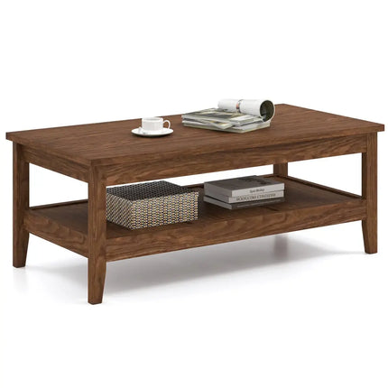 Farmhouse Coffee Table Rustic Cocktail Center Table with Thickened Tabletop-Walnue - Walnut - Coffee Tables