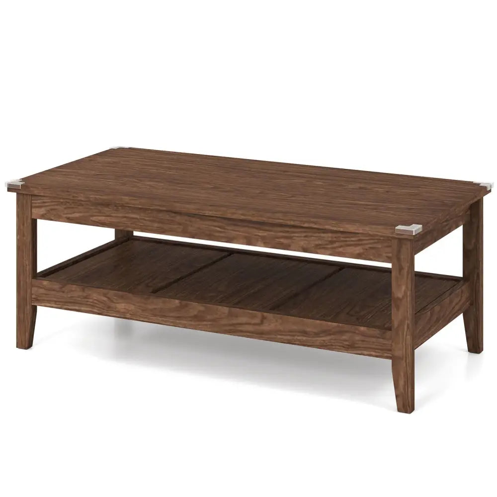 Farmhouse Coffee Table Rustic Cocktail Center Table with Thickened Tabletop-Walnut - Walnut - Coffee Tables
