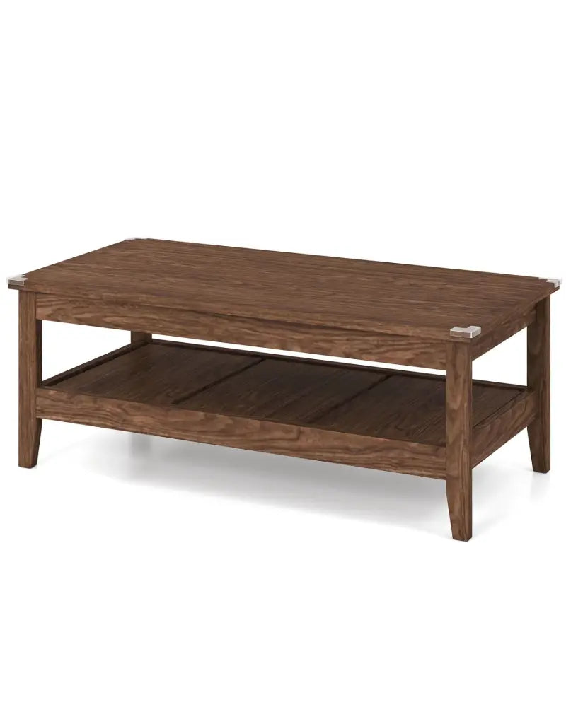 Farmhouse Coffee Table Rustic Cocktail Center Table with Thickened Tabletop-Walnut - Walnut - Coffee Tables