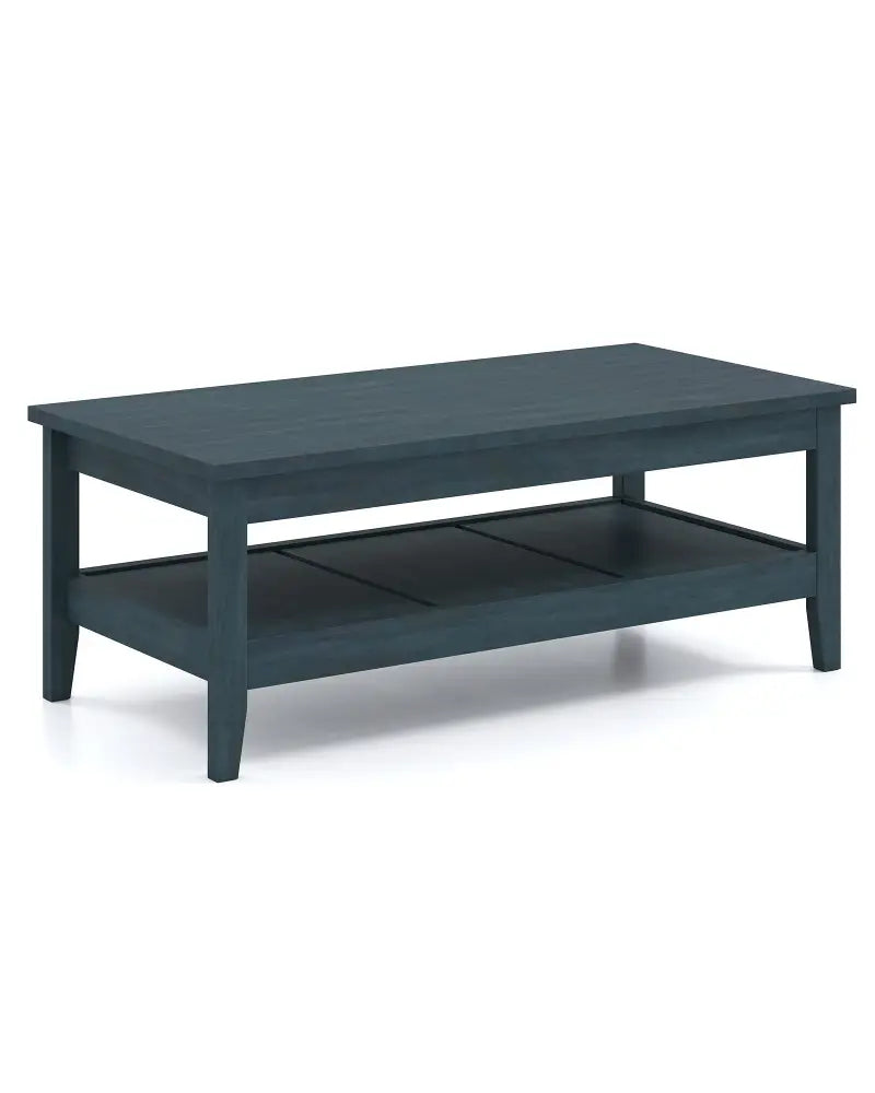 Farmhouse Coffee Table Rustic Cocktail Center Table with Thickened Tabletop-Blue - Blue - Coffee Tables