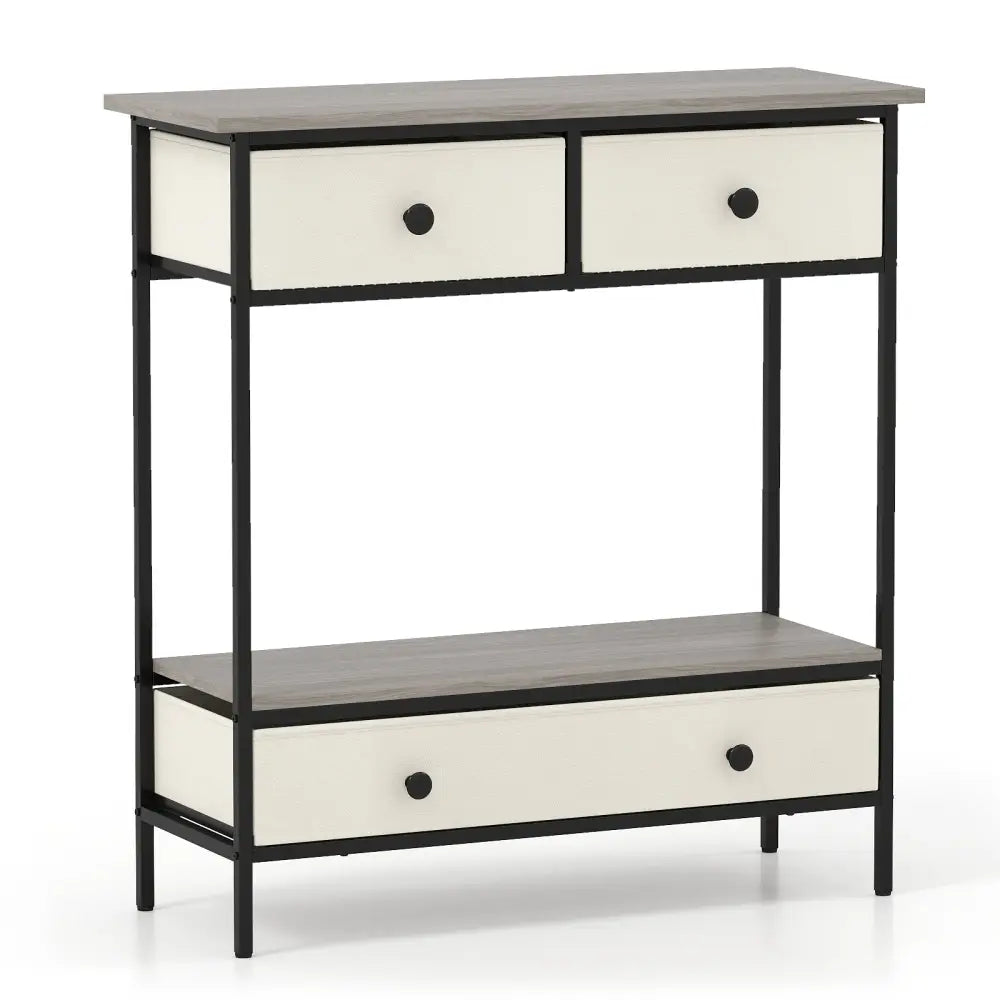 Farmhouse Console Table with Open Storage Shelf for Hallway-Gray - Gray - Console Tables