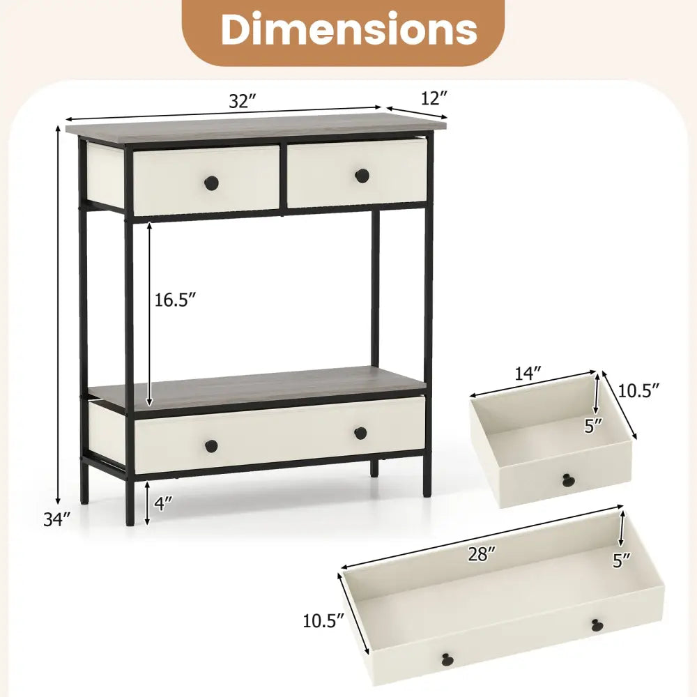 Farmhouse Console Table with Open Storage Shelf for Hallway-Gray - Gray - Console Tables