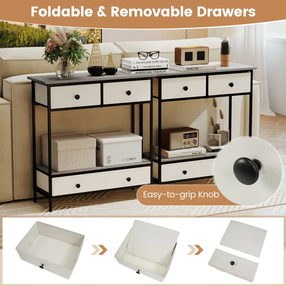 Farmhouse Console Table with Open Storage Shelf for Hallway-Gray - Gray - Console Tables