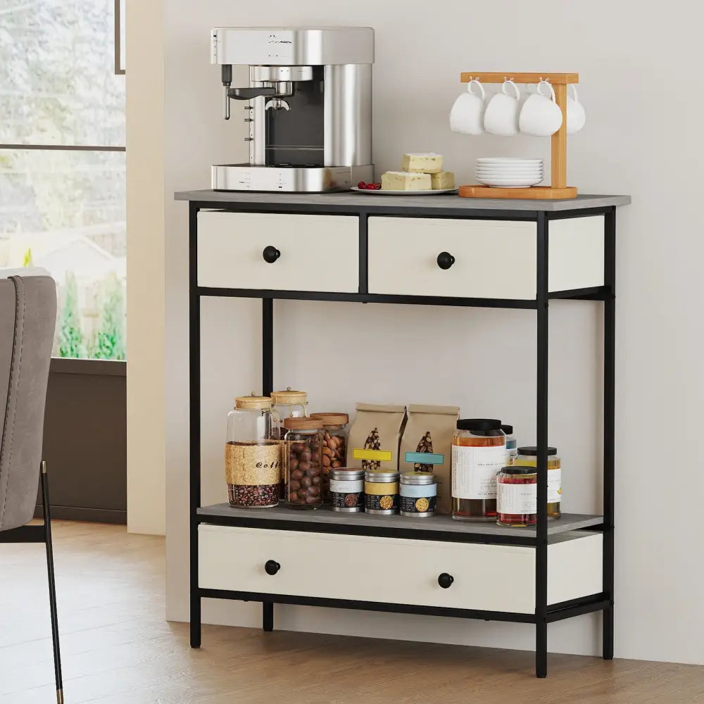 Farmhouse Console Table with Open Storage Shelf for Hallway-Gray - Gray - Console Tables