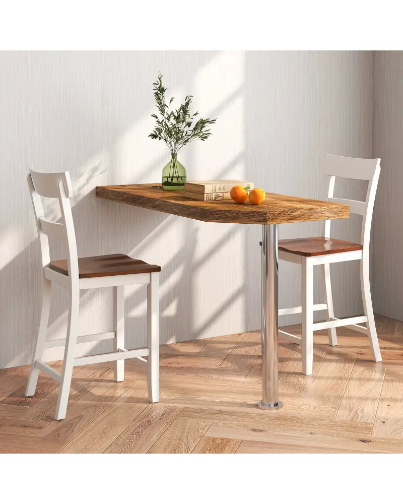 Farmhouse Dining Bar Stool Set of 2 with Solid Rubber Wood Frame-White - White - Dining Chairs
