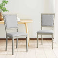 Farmhouse Dining Chair Set of 2 Fabric Upholstered Kitchen Chairs-Grey - Gray - Dining Chairs