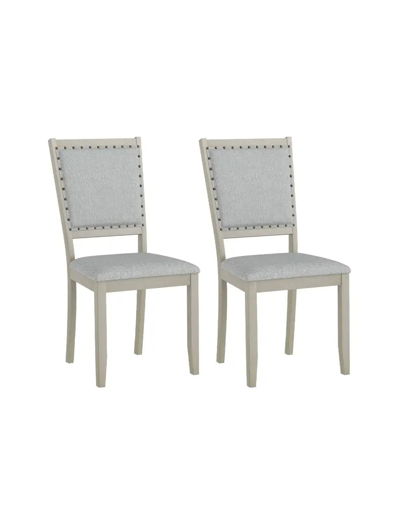 Farmhouse Dining Chair Set of 2 Fabric Upholstered Kitchen Chairs-Grey - Gray - Dining Chairs