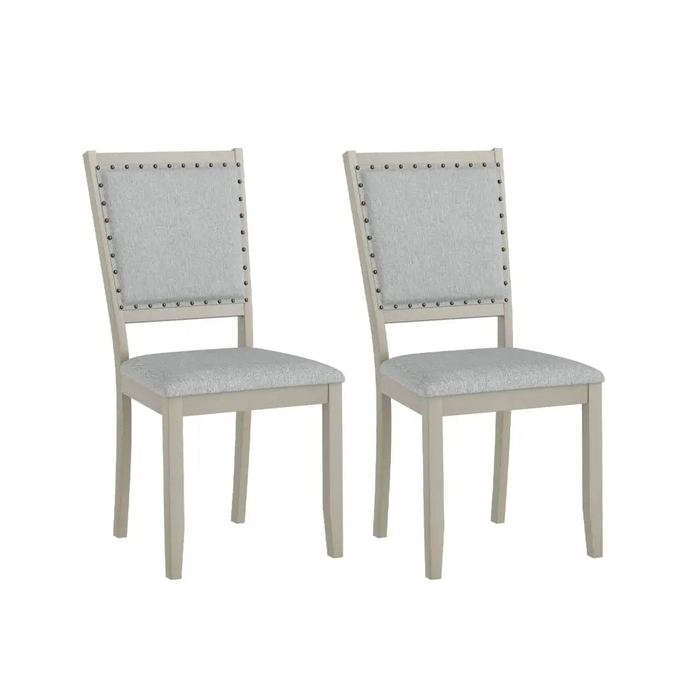 Farmhouse Dining Chair Set of 2 Fabric Upholstered Kitchen Chairs-Grey - Gray - Dining Chairs