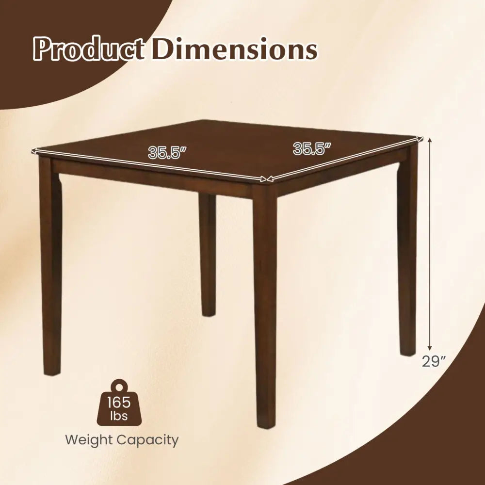 Farmhouse Dining Table for 4 People 35 Inches Square Kitchen Table-Walnut - Walnut - Dining Tables