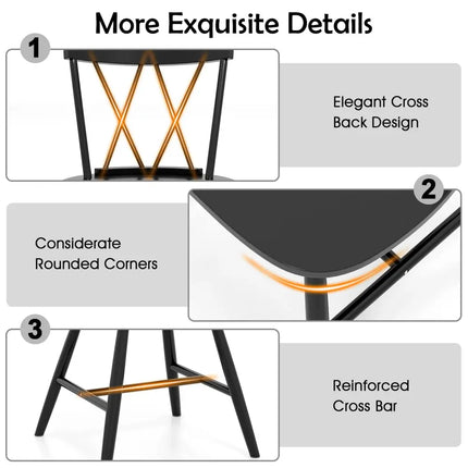 Farmhouse Kitchen Dining Chair Set of 2 with Rubber Wood Frame-Black - Black - Dining Chairs