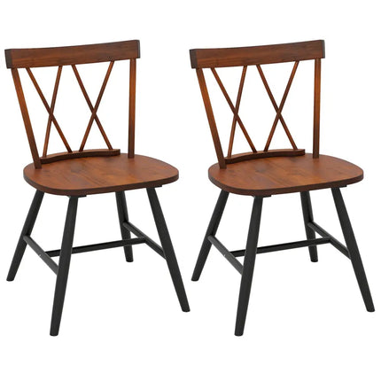 Farmhouse Kitchen Dining Chair Set of 2 with Rubber Wood Frame-Dark Brown - Dark Brown - Dining Chairs