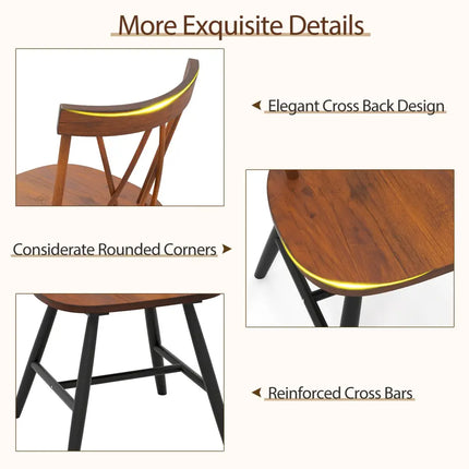 Farmhouse Kitchen Dining Chair Set of 2 with Rubber Wood Frame-Dark Brown - Dark Brown - Dining Chairs