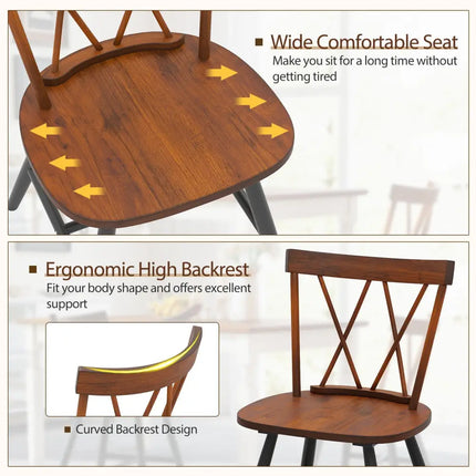 Farmhouse Kitchen Dining Chair Set of 2 with Rubber Wood Frame-Dark Brown - Dark Brown - Dining Chairs