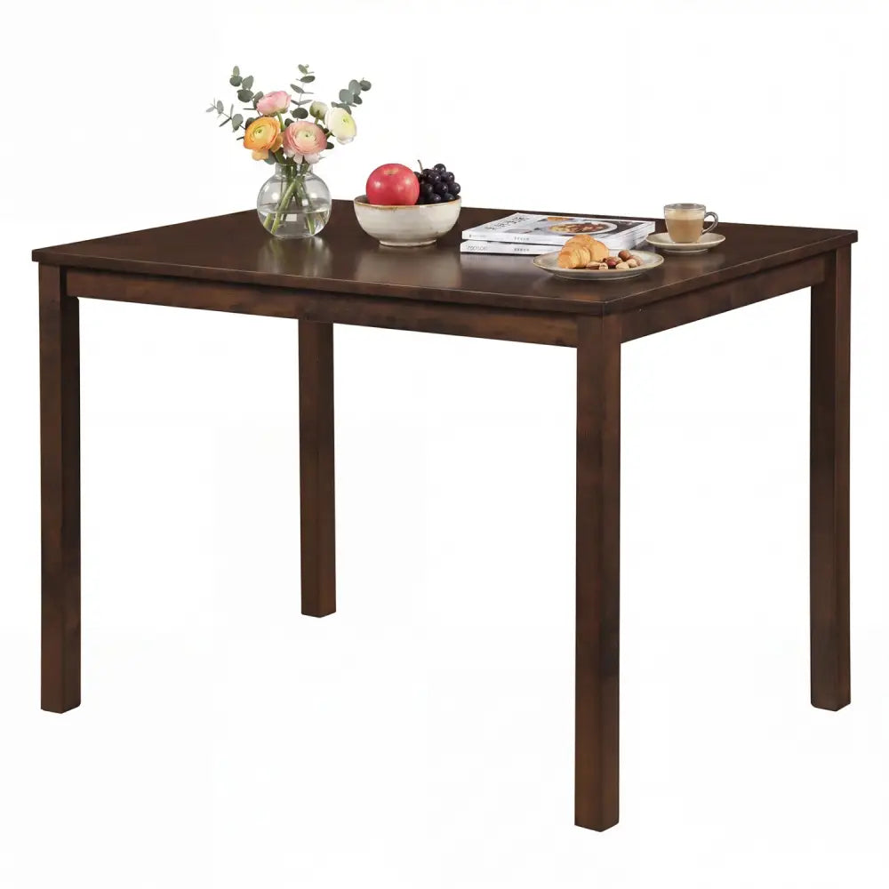 Farmhouse Kitchen Table for 4 with Solid Rubber Wood Frame for Dining Room-Brown - Brown - Dining Tables