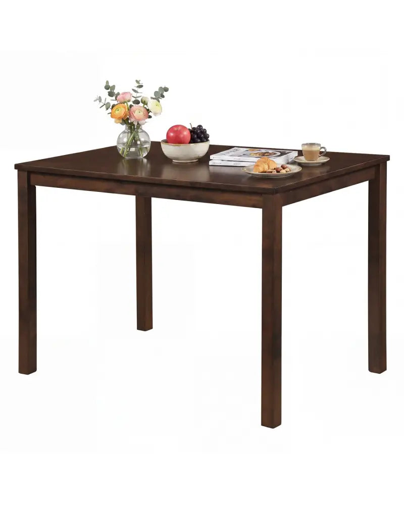 Farmhouse Kitchen Table for 4 with Solid Rubber Wood Frame for Dining Room-Brown - Brown - Dining Tables
