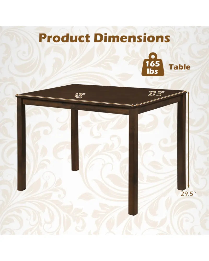 Farmhouse Kitchen Table for 4 with Solid Rubber Wood Frame for Dining Room-Brown - Brown - Dining Tables