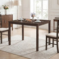 Farmhouse Kitchen Table for 4 with Solid Rubber Wood Frame for Dining Room-Brown - Brown - Dining Tables