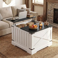 Farmhouse Lift Top Coffee Table with Hidden Storage Compartment-Black - Black - Coffee Tables