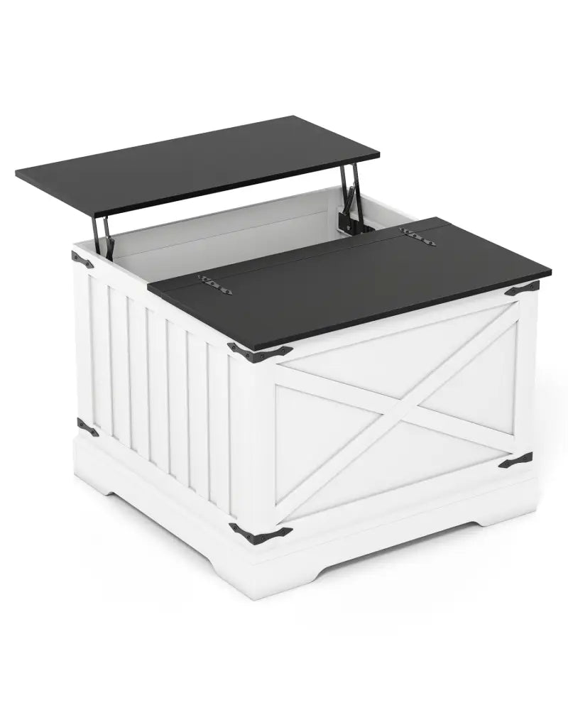 Farmhouse Lift Top Coffee Table with Hidden Storage Compartment-Black - Black - Coffee Tables