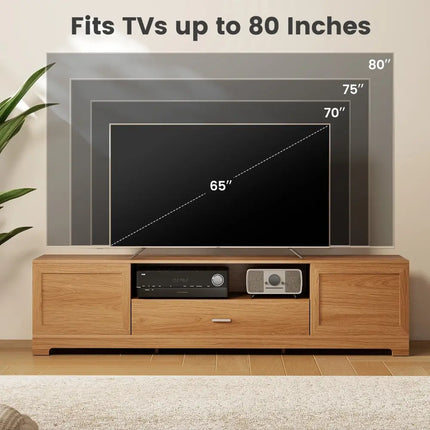 Farmhouse Rustic TV Stand for TVs up to 80’’-Natural - Natural - Entertainment Centers & TV Stands