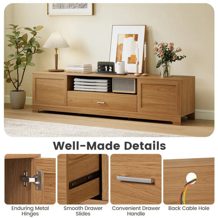 Farmhouse Rustic TV Stand for TVs up to 80’’-Natural - Natural - Entertainment Centers & TV Stands