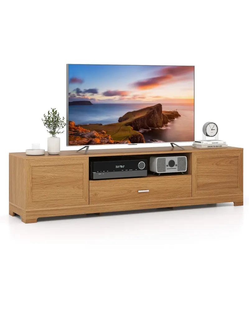 Farmhouse Rustic TV Stand for TVs up to 80’’-Natural - Natural - Entertainment Centers & TV Stands