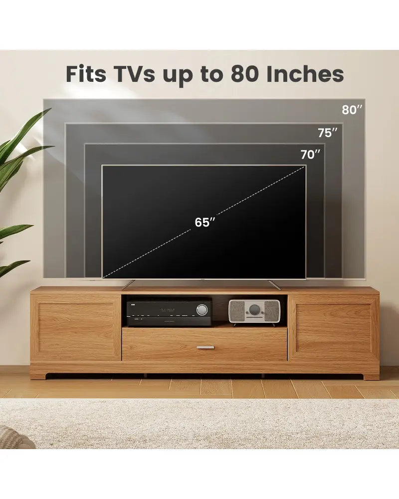 Farmhouse Rustic TV Stand for TVs up to 80’’-Natural - Natural - Entertainment Centers & TV Stands