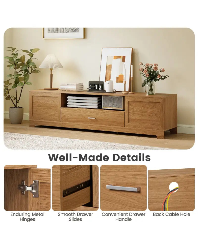 Farmhouse Rustic TV Stand for TVs up to 80’’-Natural - Natural - Entertainment Centers & TV Stands
