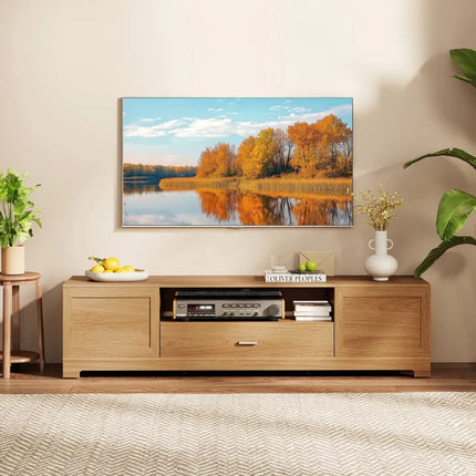 Farmhouse Rustic TV Stand for TVs up to 80’’-Natural - Natural - Entertainment Centers & TV Stands