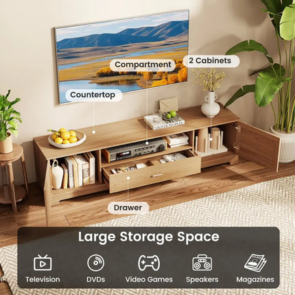 Farmhouse Rustic TV Stand for TVs up to 80’’-Natural - Natural - Entertainment Centers & TV Stands