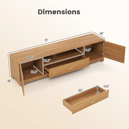 Farmhouse Rustic TV Stand for TVs up to 80’’-Natural - Natural - Entertainment Centers & TV Stands