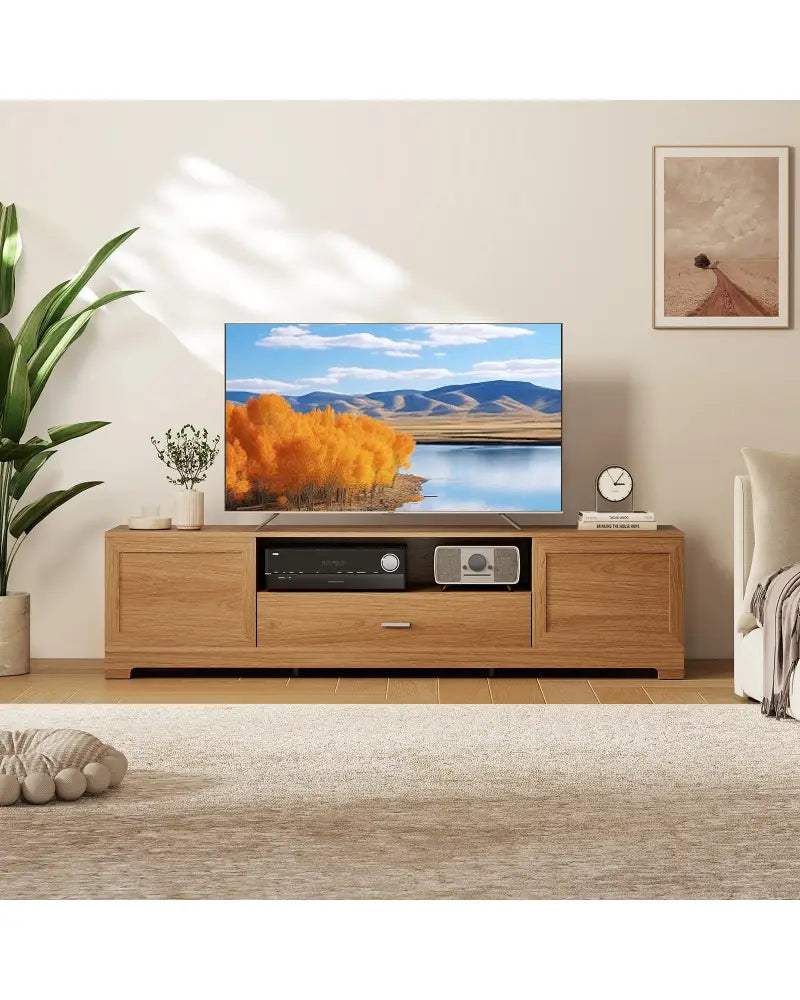 Farmhouse Rustic TV Stand for TVs up to 80’’-Natural - Natural - Entertainment Centers & TV Stands