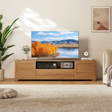 Farmhouse Rustic TV Stand for TVs up to 80’’-Natural - Natural - Entertainment Centers & TV Stands