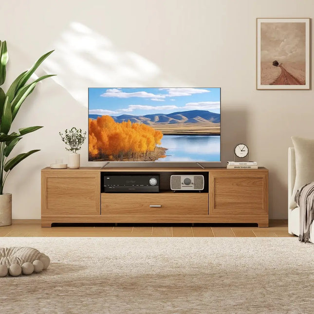 Farmhouse Rustic TV Stand for TVs up to 80’’-Natural - Natural - Entertainment Centers & TV Stands