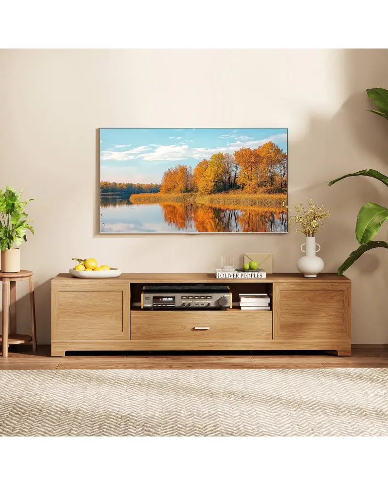 Farmhouse Rustic TV Stand for TVs up to 80’’-Natural - Natural - Entertainment Centers & TV Stands