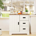 Farmhouse Sideboard Buffet Cabinet Kitchen Pantry with Sliding Doors-White - White - Sideboards Cabinets & Buffets