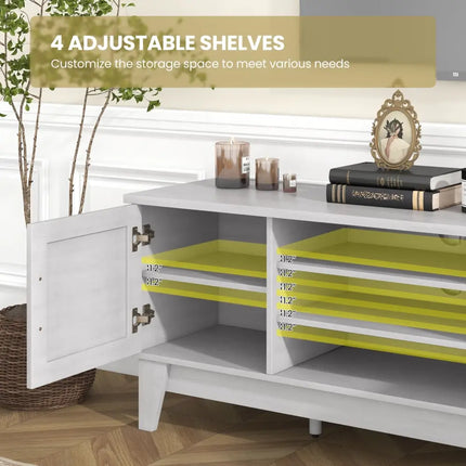 Farmhouse TV Stand for TVs Up to 65 Inches with 2 Barn Door Cabinets-Gray - Gray - Living Room