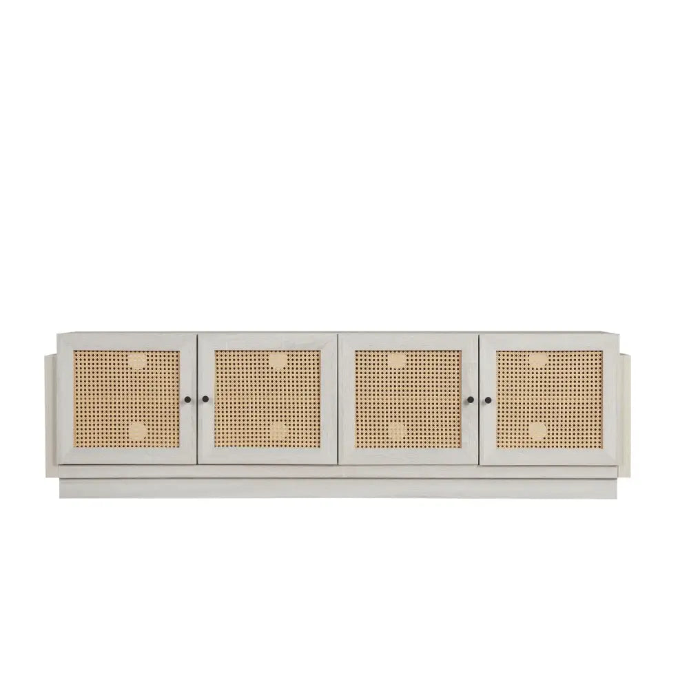 Farmhouse TV Stand for TVs up to 75 Inches with 2 Cabinets-White - White - Entertainment Centers & TV Stands